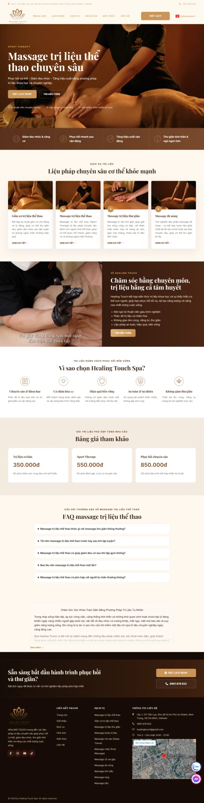 Thiết kế website Spa Healing Touch